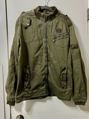 Women's Olive Green Utility Style Zip up Jacket